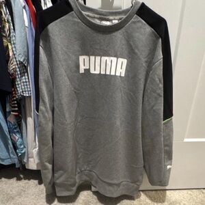 PUMA Men's Gray and Black Crewneck Sweater Sz L